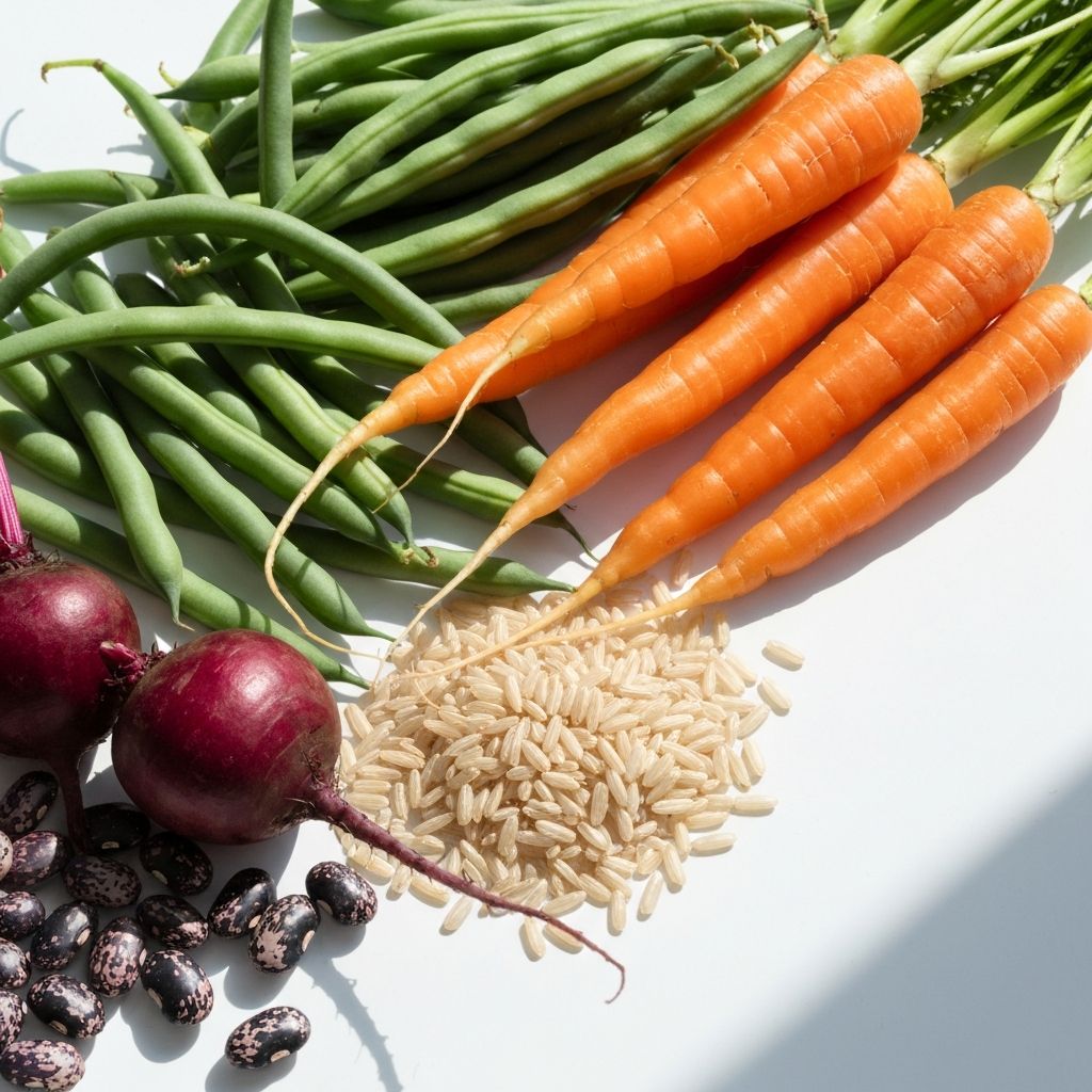 Colourful array of natural vegetables and legumes